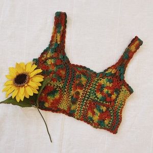 vintage boho crochet crop tank